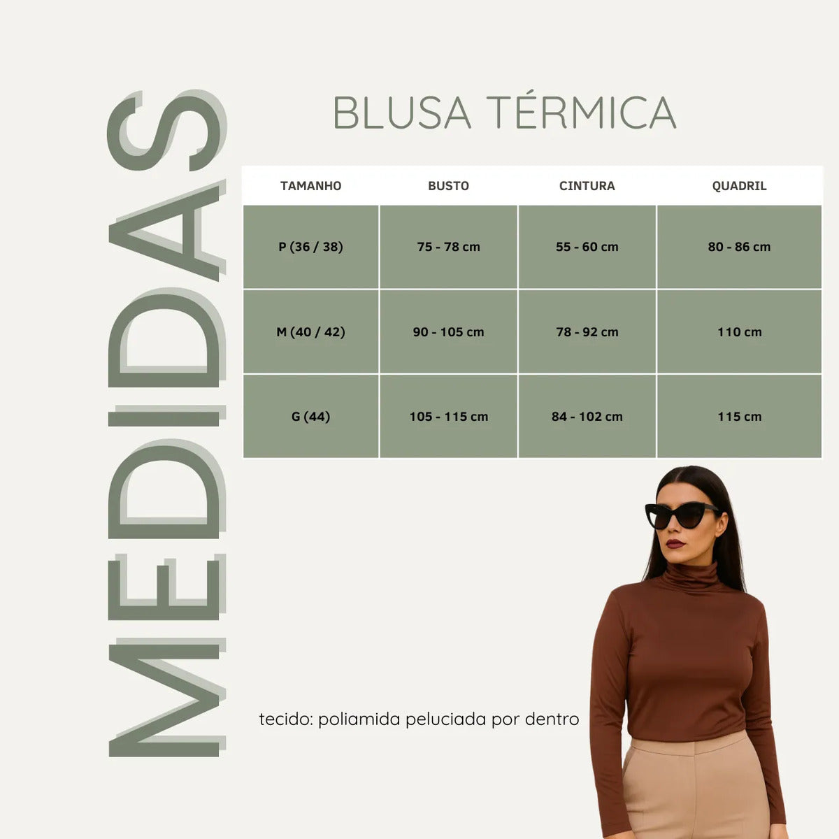Blusa Térmica Feminina Gola Alta Zanca Peluciada Manga Longa