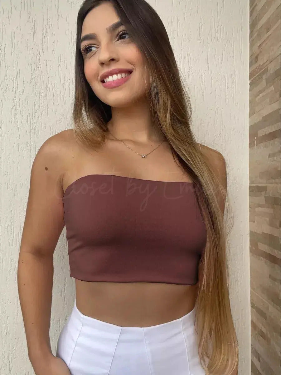 Kit 2 Cropped Top Faixa Suplex Com Forro Verão