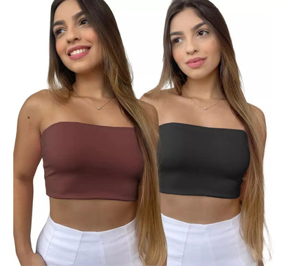 Kit 2 Cropped Top Faixa Suplex Com Forro Verão