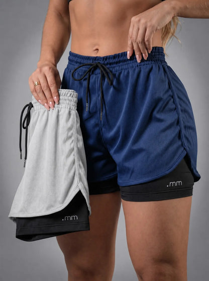 Kit 2 Short Duplo Compressão Fitness Bermuda Treino Feminino