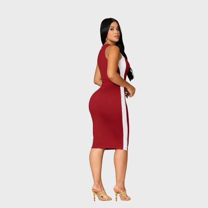 Vestido Canelado Midi Faixas Regata Casual Básico Modelador