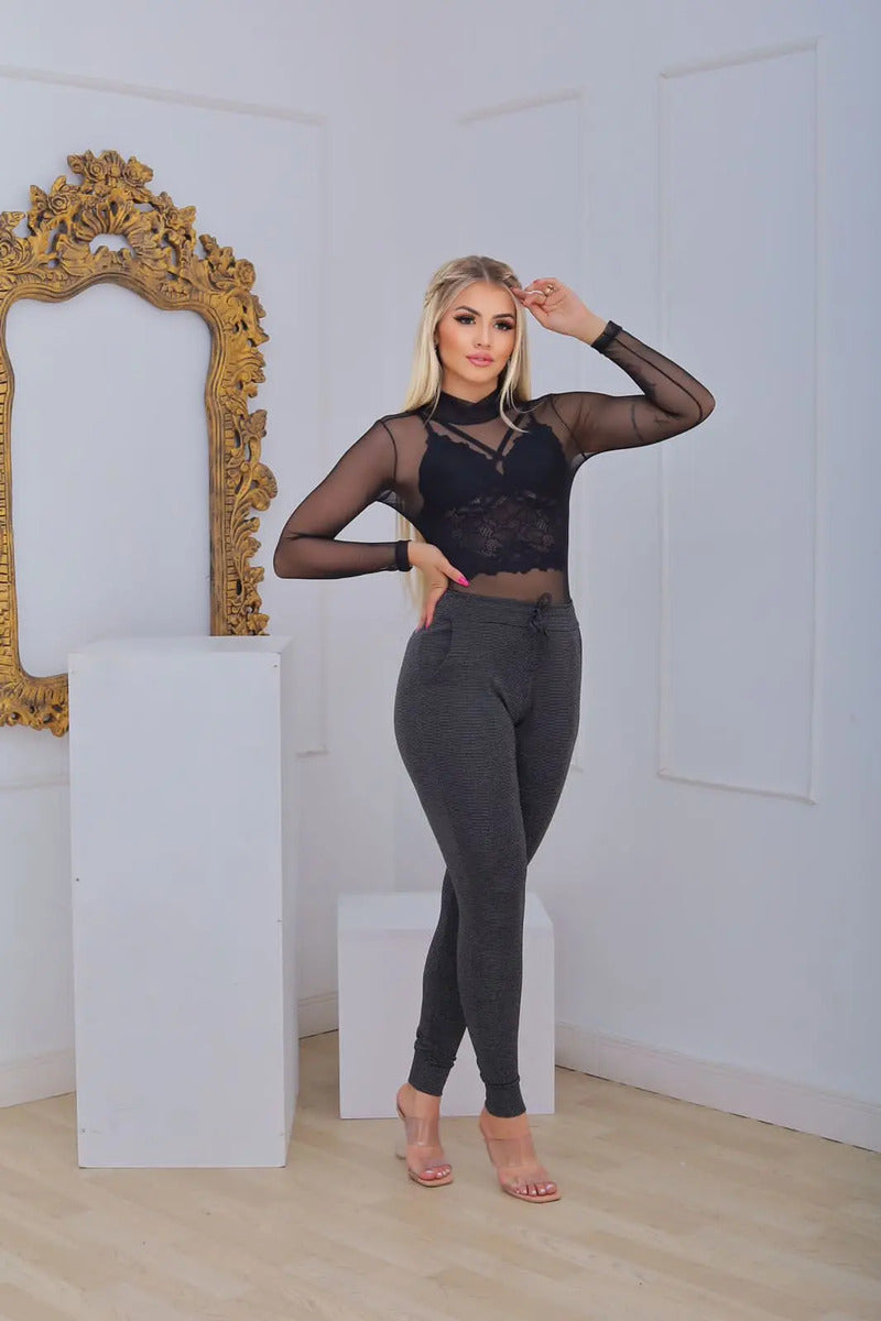 Kit Body Tule Manga Longa + Cropped Renda C/ Bojo Aproveite