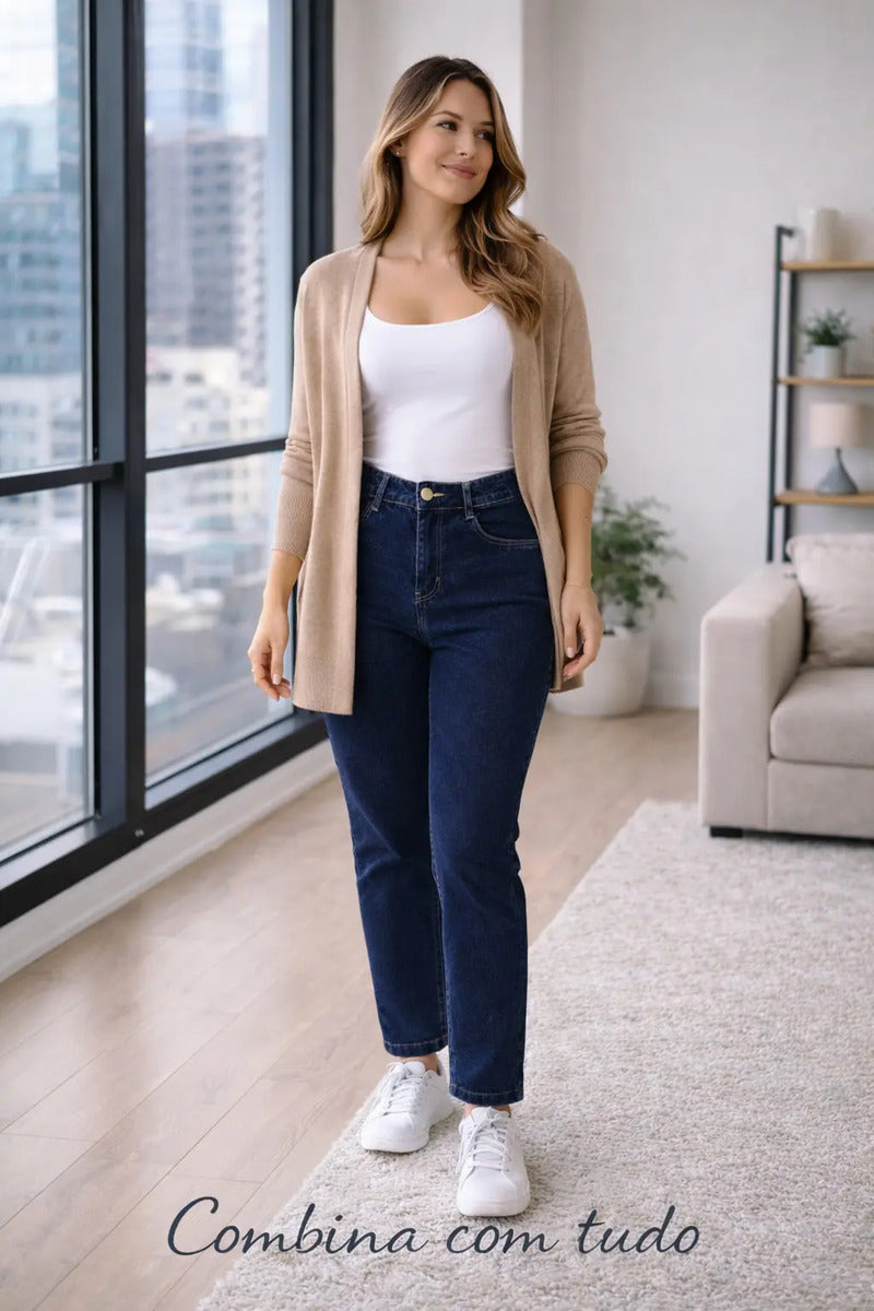 Calça Jeans Mom Stillger Feminina Cintura Alta Cor Clara