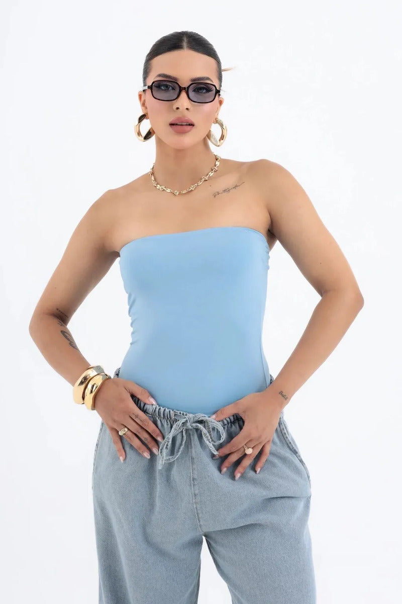 Top Tube Poliamida Forrada Tomara Que Caia Cropped Moda