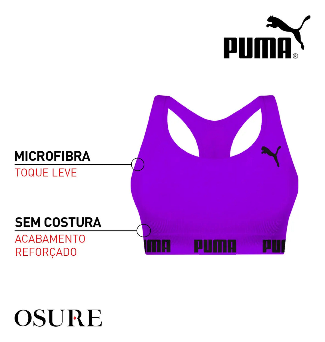 Top Puma Original Feminino Alta Sustentação Academia Fitness