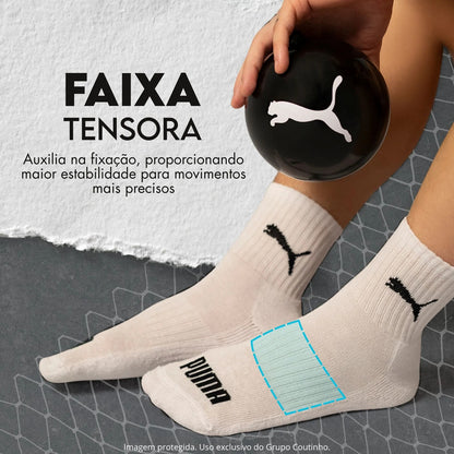 6 Pares Meias Puma Cano Médio Alto Atoalhada Academia Sport