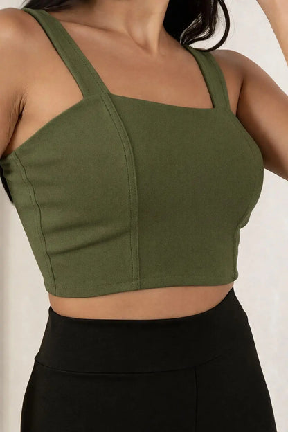 Cropped Feminino Regata Alça Larga Decote Quadrado