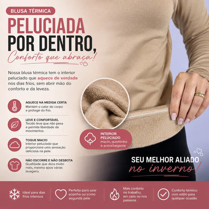 Blusa Térmica Feminina Flanelada Peluciada Frio Inverno