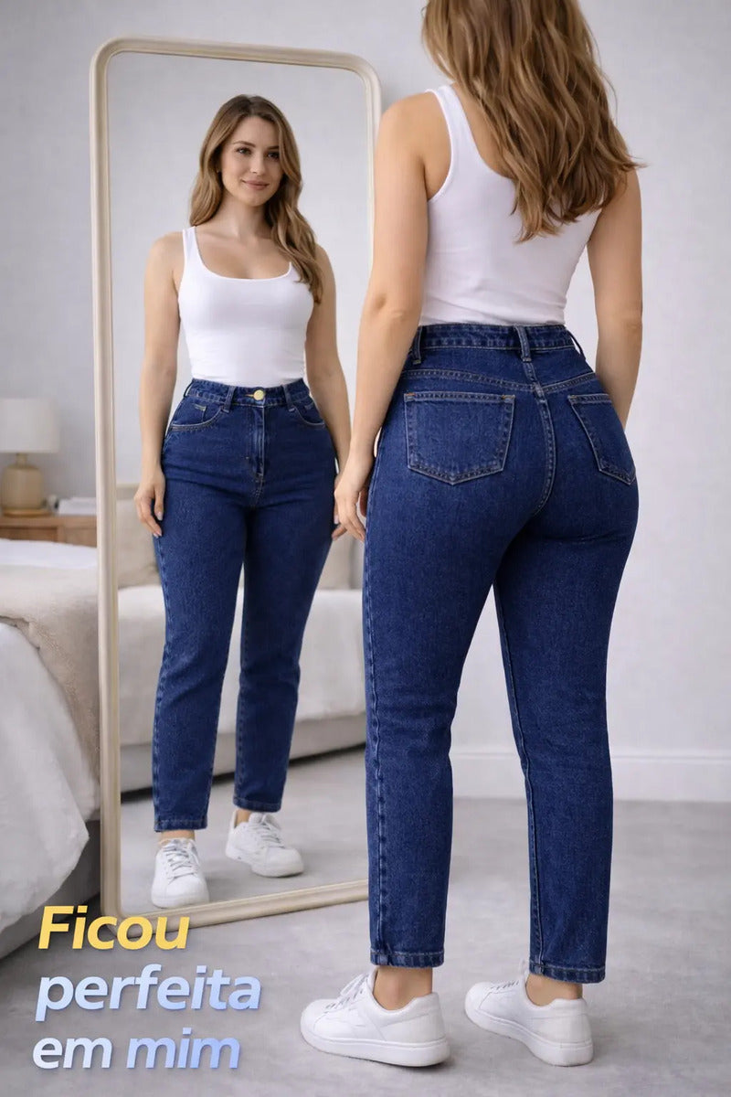 Calça Jeans Mom Stillger Feminina Cintura Alta Cor Clara