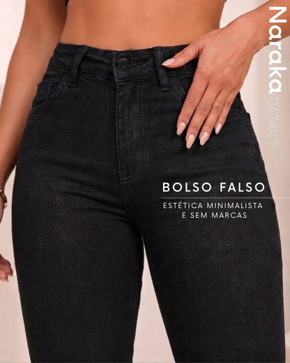 Calça Jeans Feminina Skinny Cintura Alta Levanta Bumbum