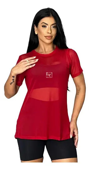 Blusa Tule Camiseta Feminina Academia Fitness