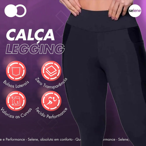 Legging Academia Bolso Cirrê Grossa Sem Transparência Selene