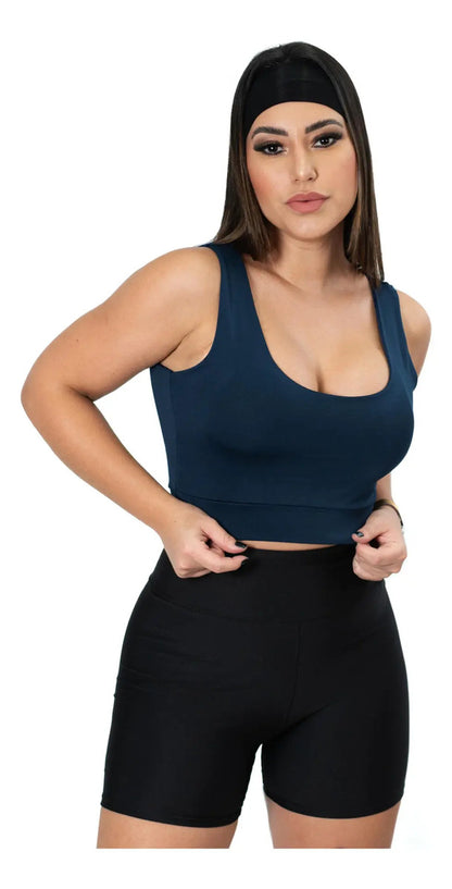Cropped Cropet Top Alça Grossa Regata Feminino Casual C Bojo