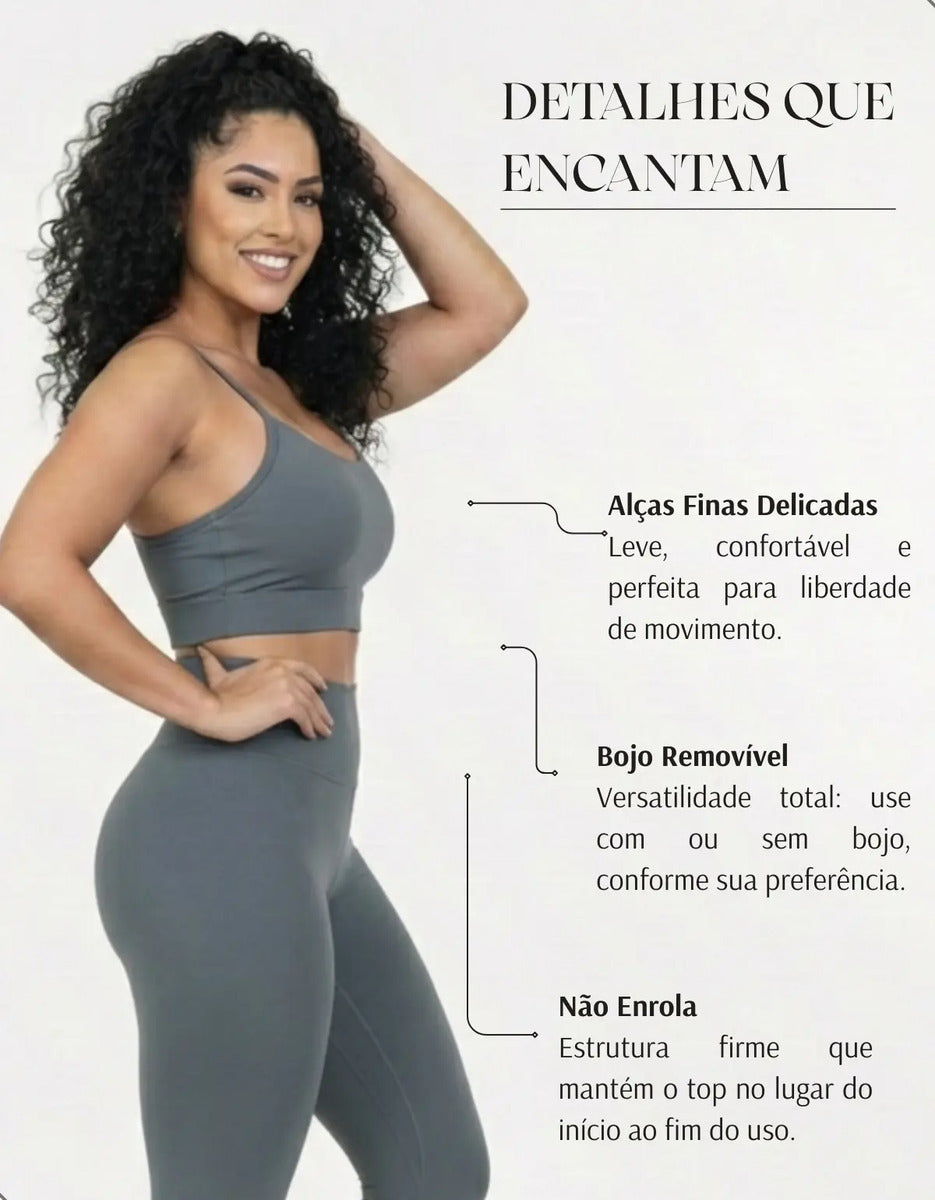 Top Fitness Academina De Alcinha Fina Com Bojo