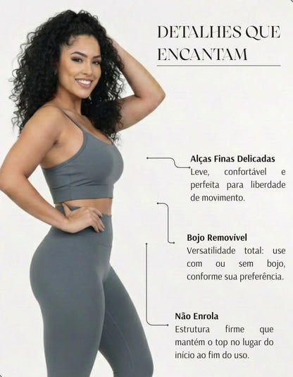 Top Fitness Academina De Alcinha Fina Com Bojo