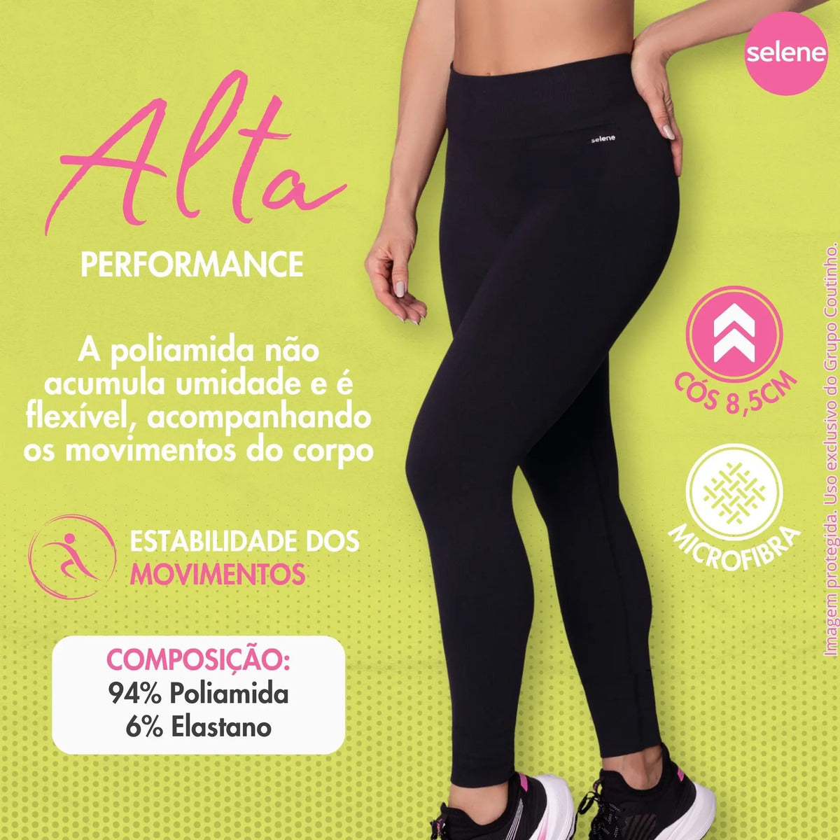 Calça Legging Zero Transparência Fitness Cintura Alta Selene