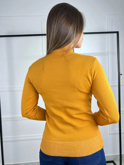 Blusa Trico Basica De Frio Feminina Decote V Manga Longa