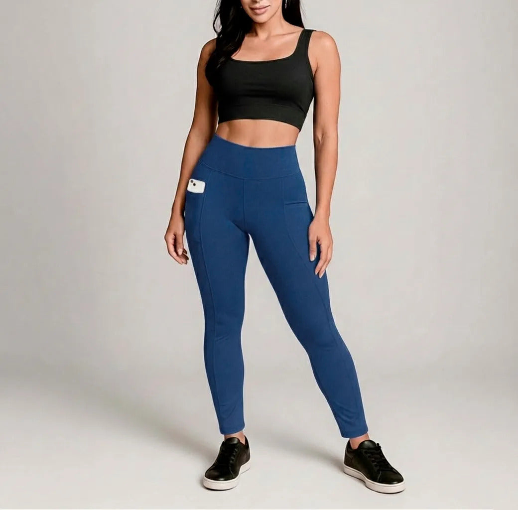 Kit 2 Calças Legging Feminina Grossa Cintura Alta Com Bolso