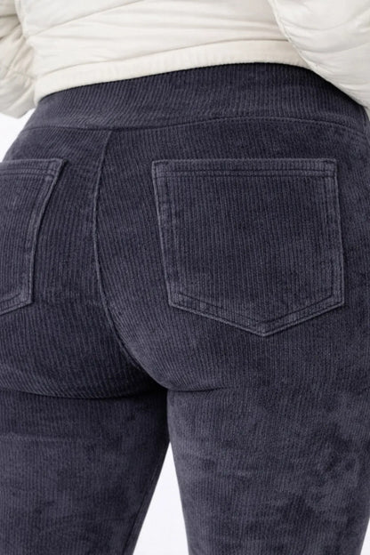 Calça Legging Veludo Cotelê Com Bolso Cós Alto Inverno