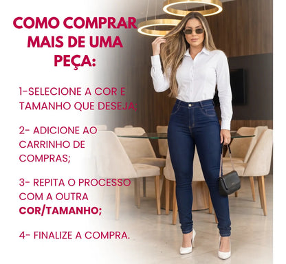 Calça Jeans Feminina Preta Cintura Alta Com Lycra Modeladora