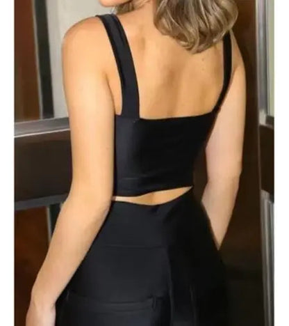Cropped Feminino Regata Alça Larga Decote Quadrado