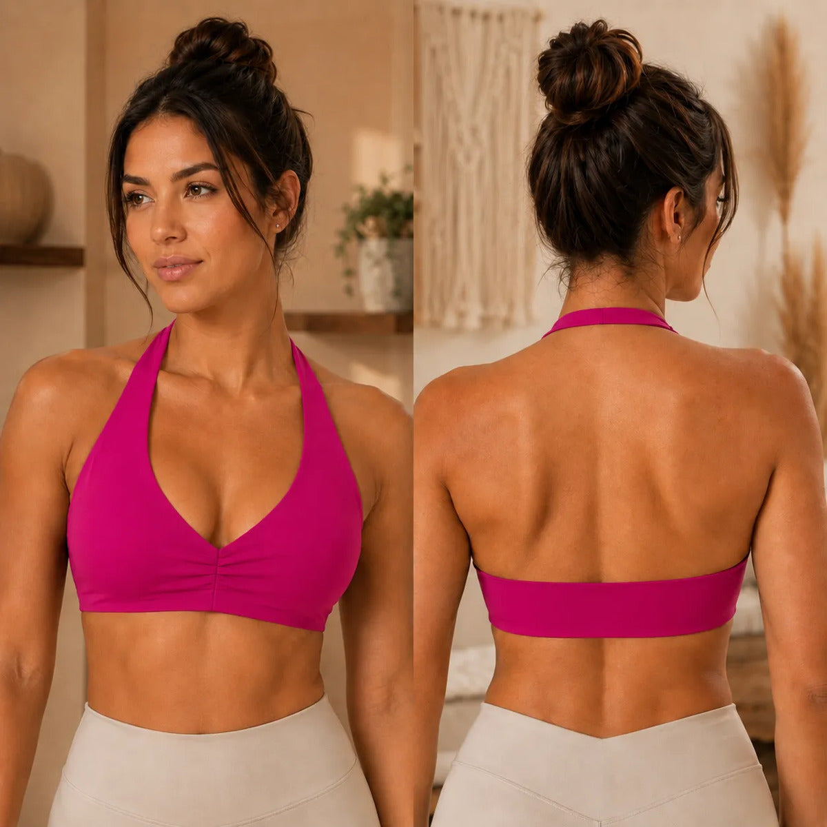 Top Halter Fitness Frente Unica Suplex Bojo Removìvel Yoga