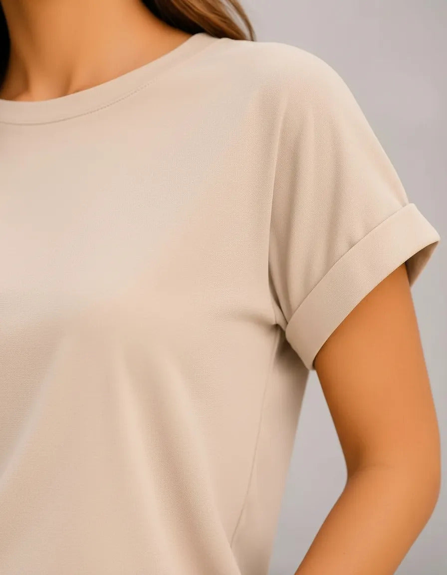 Blusa Feminina Casual Manga Japonesa Dobrada Confortável