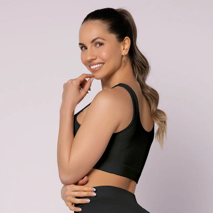 Top Nadador Canelado Sem Costura Fitness Academia Selene