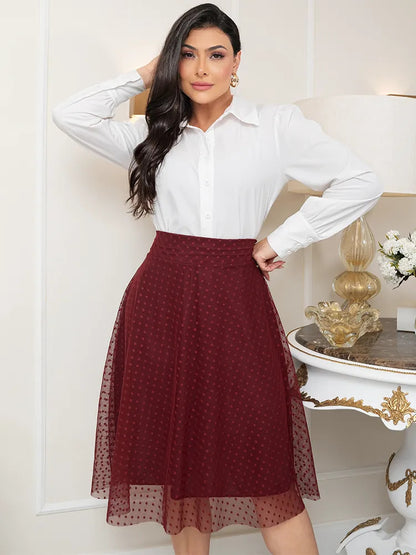 Saia Feminina Midi Godê De Tule Moda Evangélica Plus Size