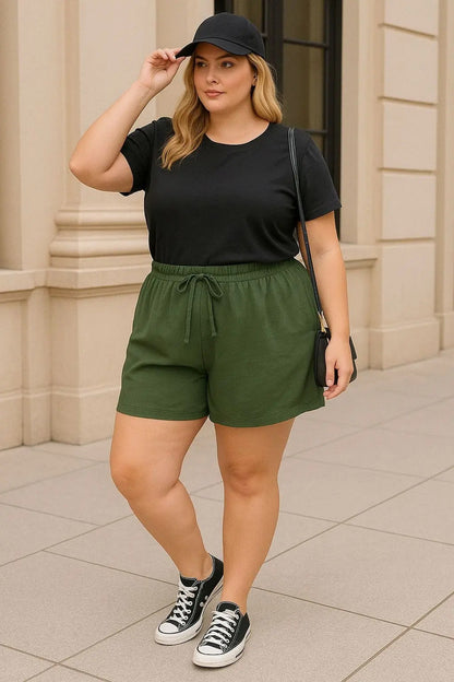 Short Plus Size Feminino Soltinho Com Cintura Alta Leve