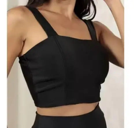 Cropped Feminino Regata Alça Larga Decote Quadrado