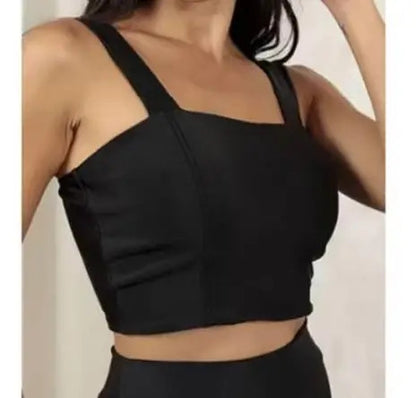 Cropped Feminino Regata Alça Larga Decote Quadrado