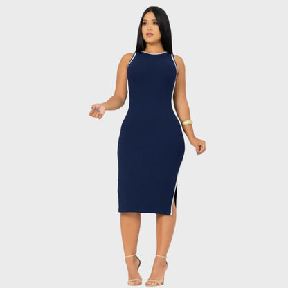 Vestido Midi Canelado Premium Regata Casual Básico Modelador