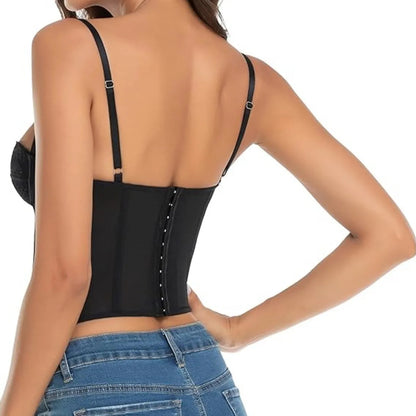 Cropped Corset Renda Ajustavel Top Curto E Sexy Com Alça
