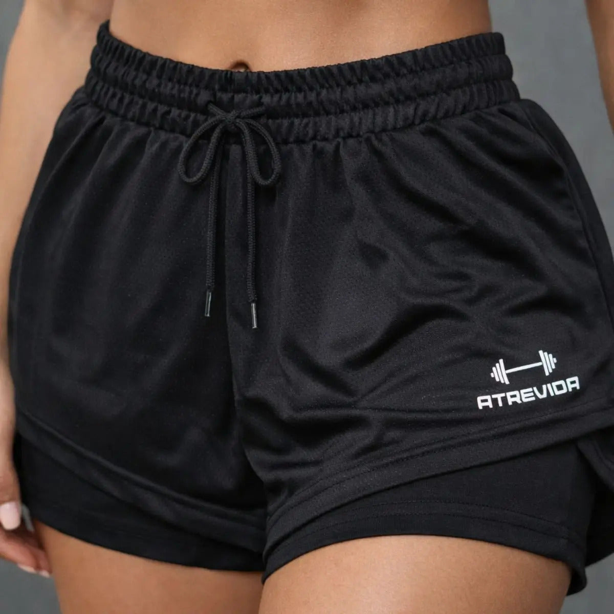 Conjunto 2 Shorts Feminino Compressão Corrida Bolso Oculto