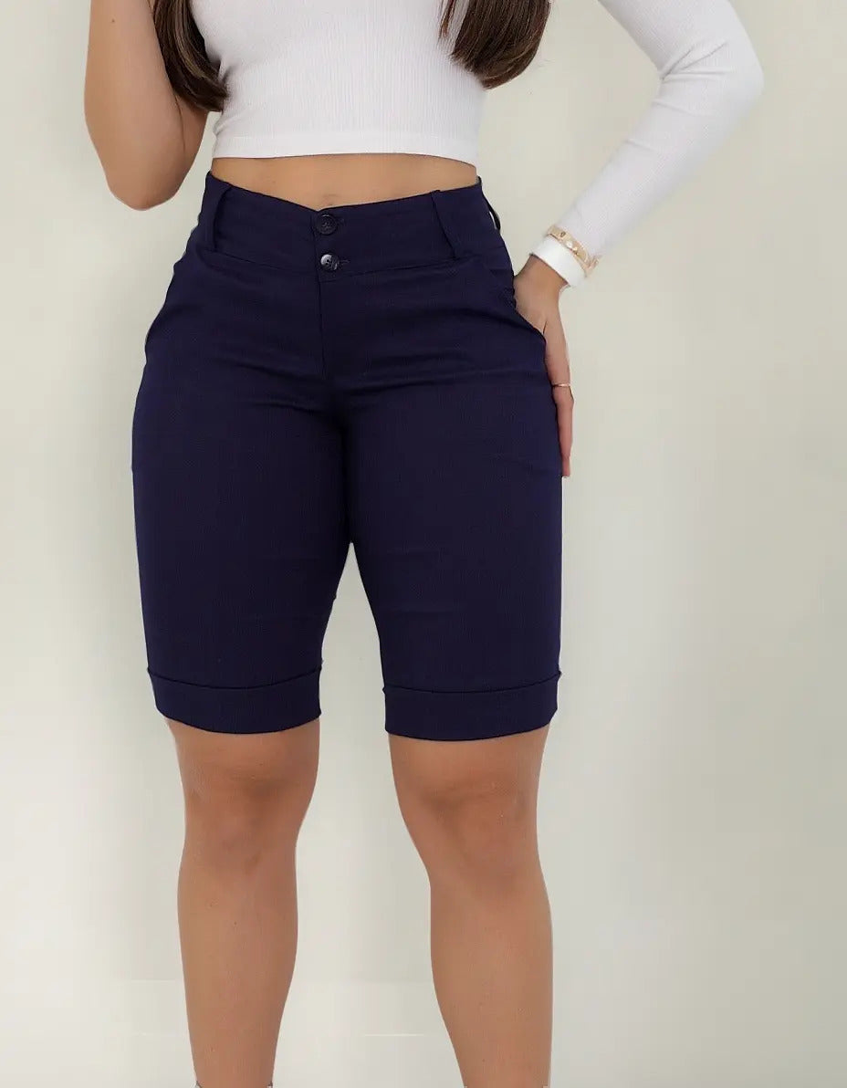 Bermuda Feminina Social - Ate O Joelho - Bengaline Lycra