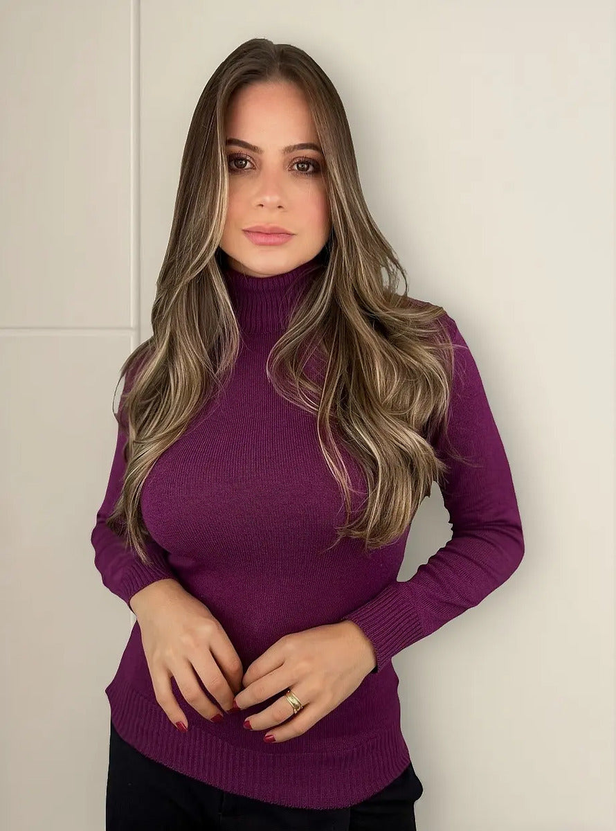Blusa Cacharrel Feminina Lã Trico Tricot Gola Alta Atacado