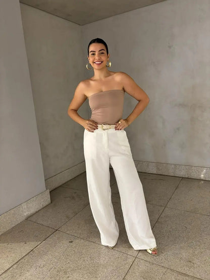 Top Tube Poliamida Forrada Tomara Que Caia Cropped Moda