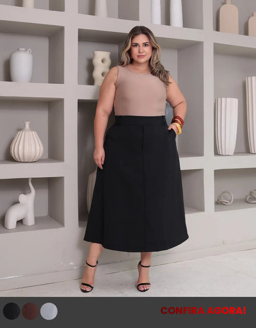 Saia Alfaiataria Feminina Plus Size Midi Evangélica Casual