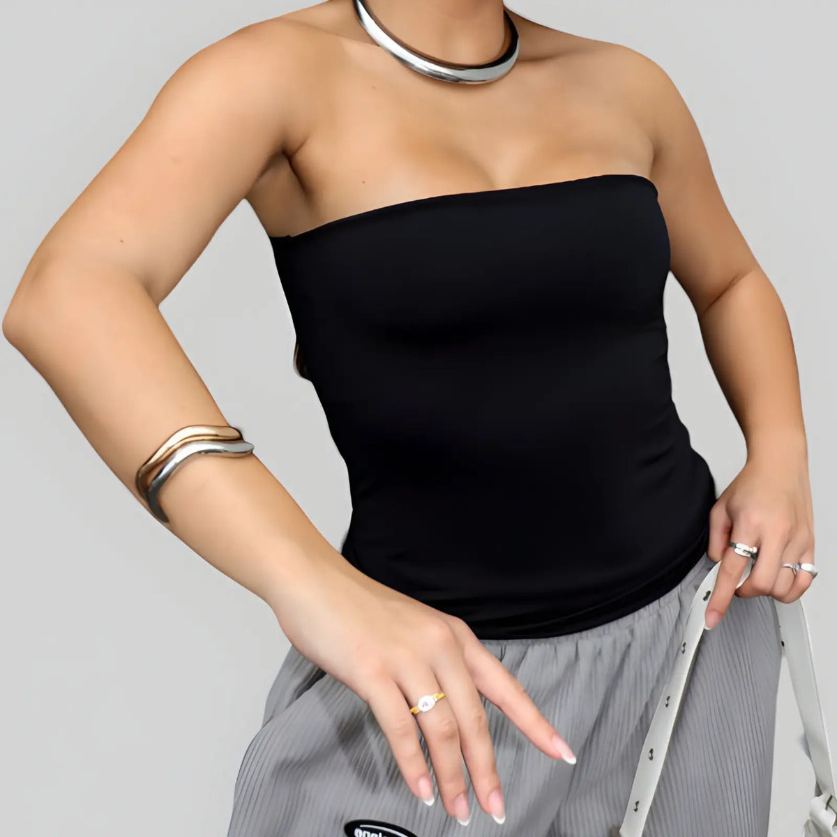 Blusa Top Faixa Tube Cropped Tomara Que Caia Duplo Suplex