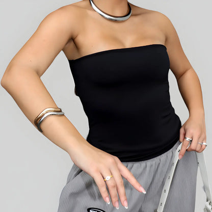 Blusa Top Faixa Tube Cropped Tomara Que Caia Duplo Suplex