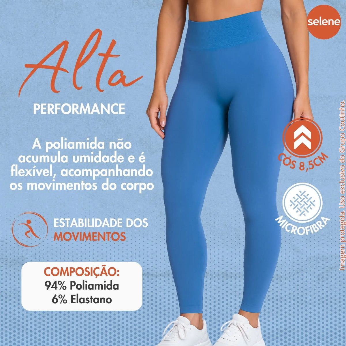 Calça Legging Zero Transparência Fitness Cintura Alta Selene