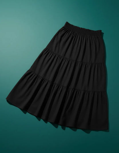 Saia Longa Com Babado Estica Bastante Veste 44 - 52 Elegante