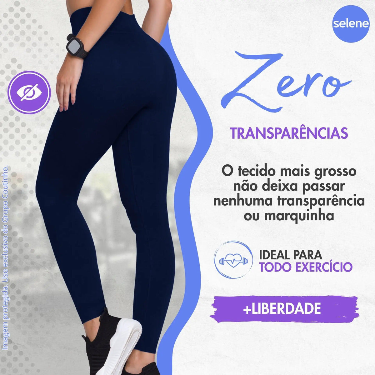 Calça Legging Zero Transparência Fitness Cintura Alta Selene