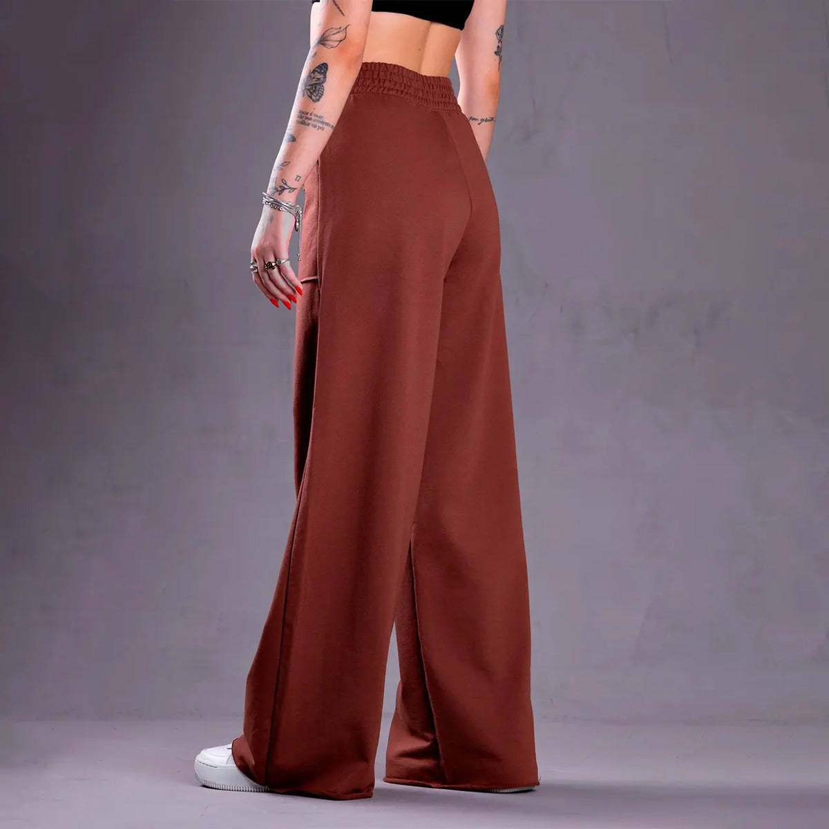 Calça Pantalona Feminina Moletinho Elegante Casual Cintura