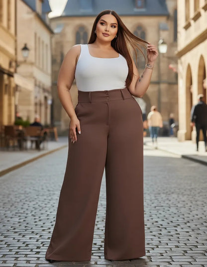 Calça Pantalona Alfaiataria Plus Size Feminina Premium