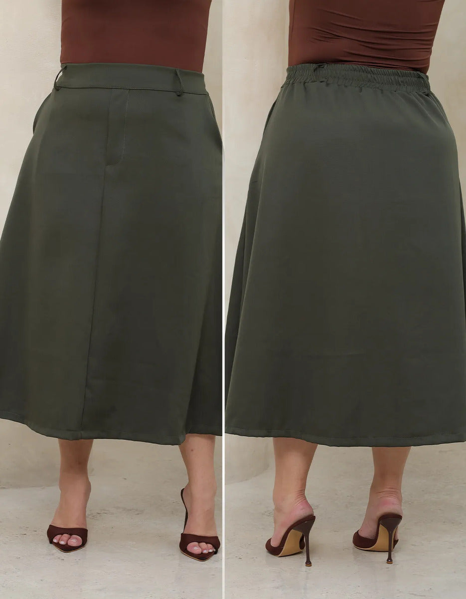 Saia Alfaiataria Feminina Plus Size Midi Evangélica Casual
