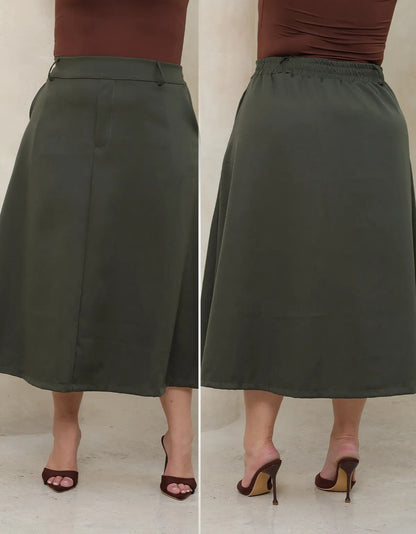 Saia Alfaiataria Feminina Plus Size Midi Evangélica Casual