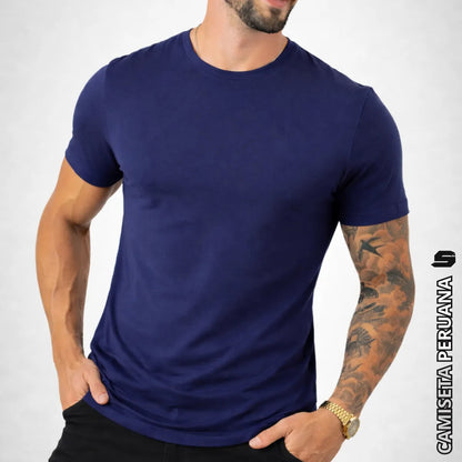 Camiseta Basica Masculina Algodão Lisa Malha Peruana Premium