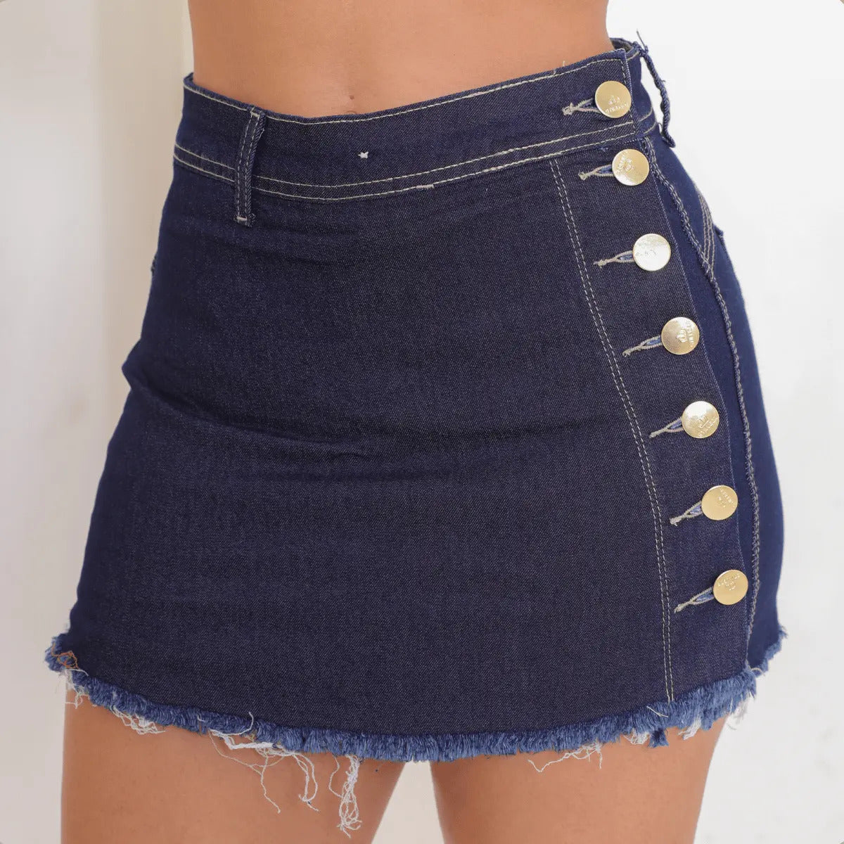 Short Saia Jeans Feminino Cintura Alta Com Lycra Stillger